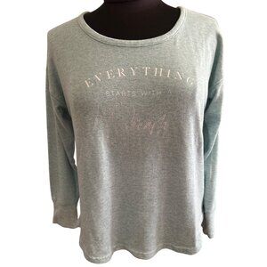 Danskin Green Long Sleeve Shirt "Everything Starts With A Dream" Graphic Size M